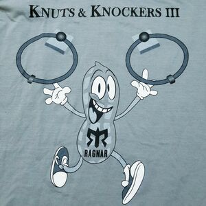 Ragner Knuts & Knockers III Tshirt Womens M Gray Vneck Short Sleeve